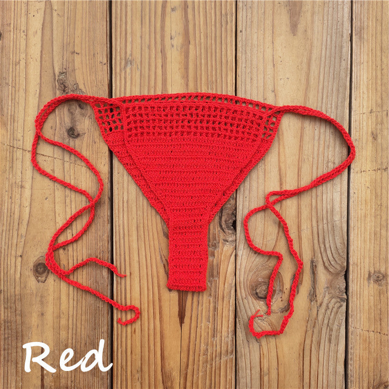 Handmade Crochet Bikini Bottoms Cotton Sunbathing Swimming Trunks