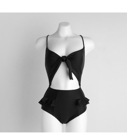 High waist bow hot spring swimming costume