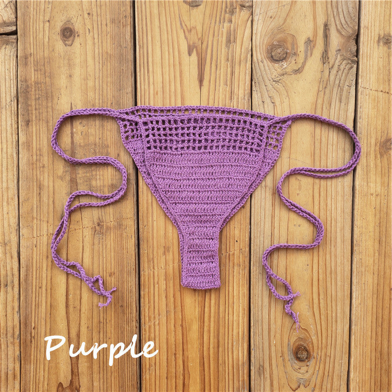 Handmade Crochet Bikini Bottoms Cotton Sunbathing Swimming Trunks