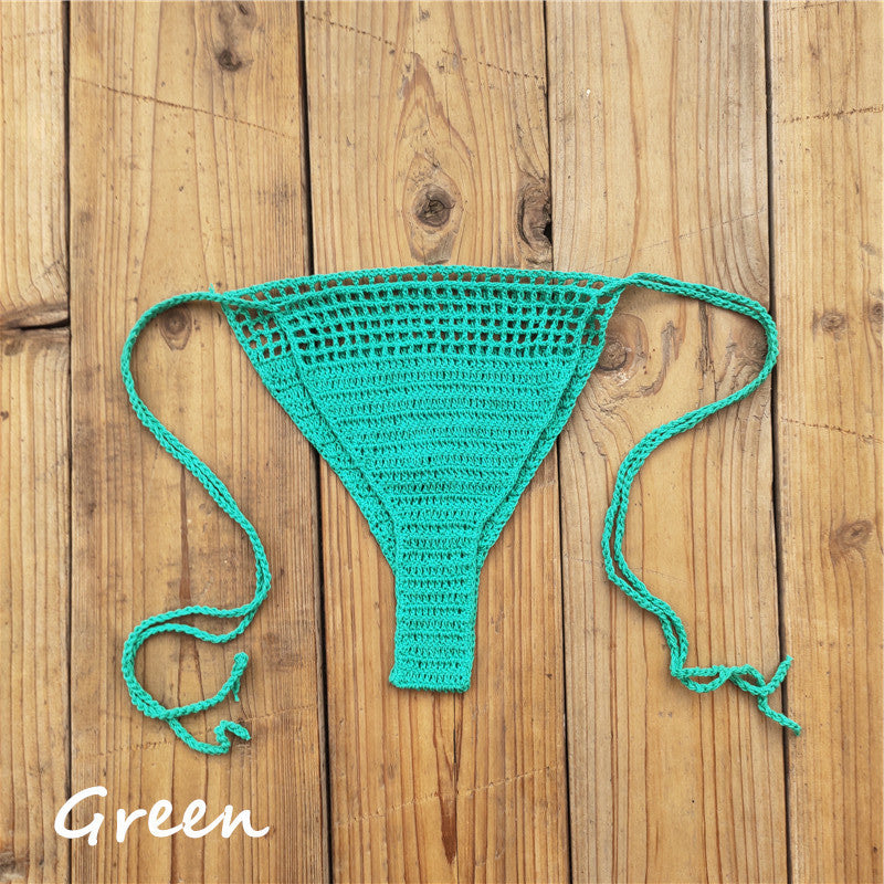 Handmade Crochet Bikini Bottoms Cotton Sunbathing Swimming Trunks