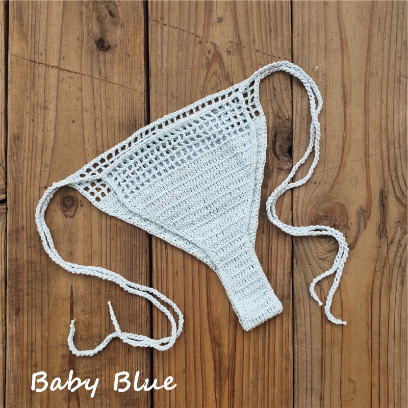 Handmade Crochet Bikini Bottoms Cotton Sunbathing Swimming Trunks